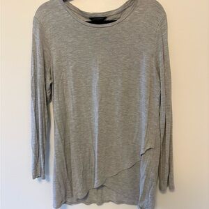 Banana Republic Light Gray Asymmetrical Long Sleeve Top
